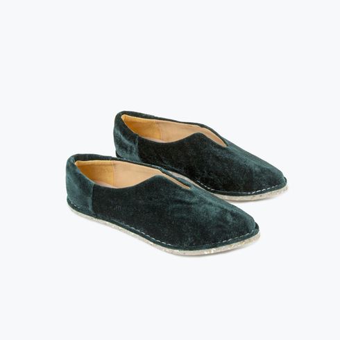 Velvet Green Slipper