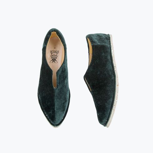 Velvet Green Slipper