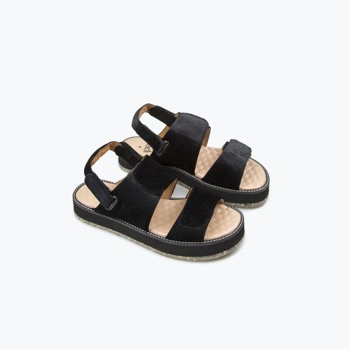 Black Velvet Strap Sandal