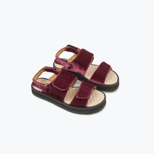 Red Velvet Strap Sandal